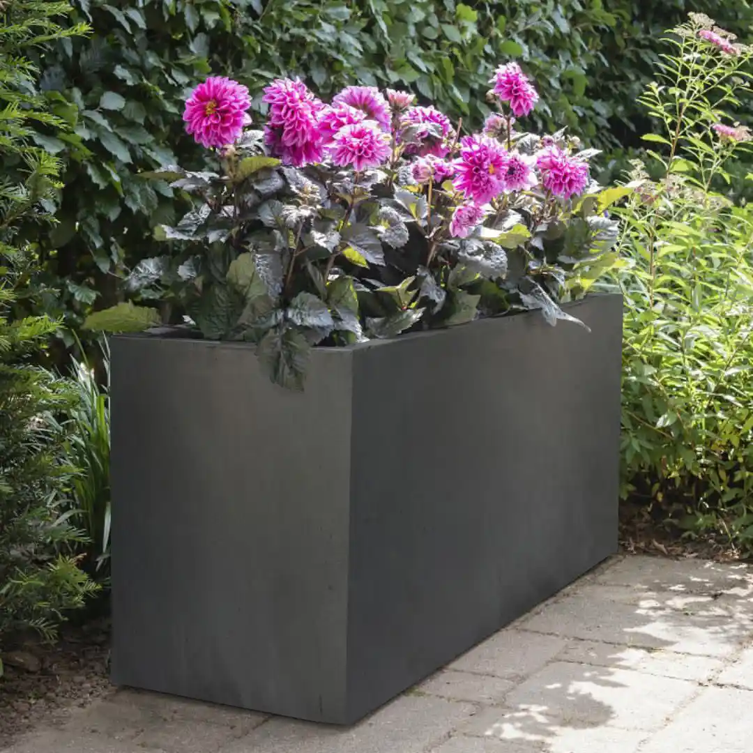 IDEALIST Lite Contemporary Trough Garden Planter, Faux Lead Light Concrete Outdoor Large Plant Pot H41 L85 W26 cm, 91L